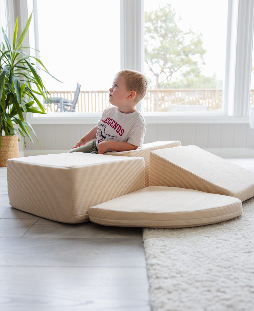 Trollefant vaahtomuovipalikat, 4 osaa, vakosametti, beige