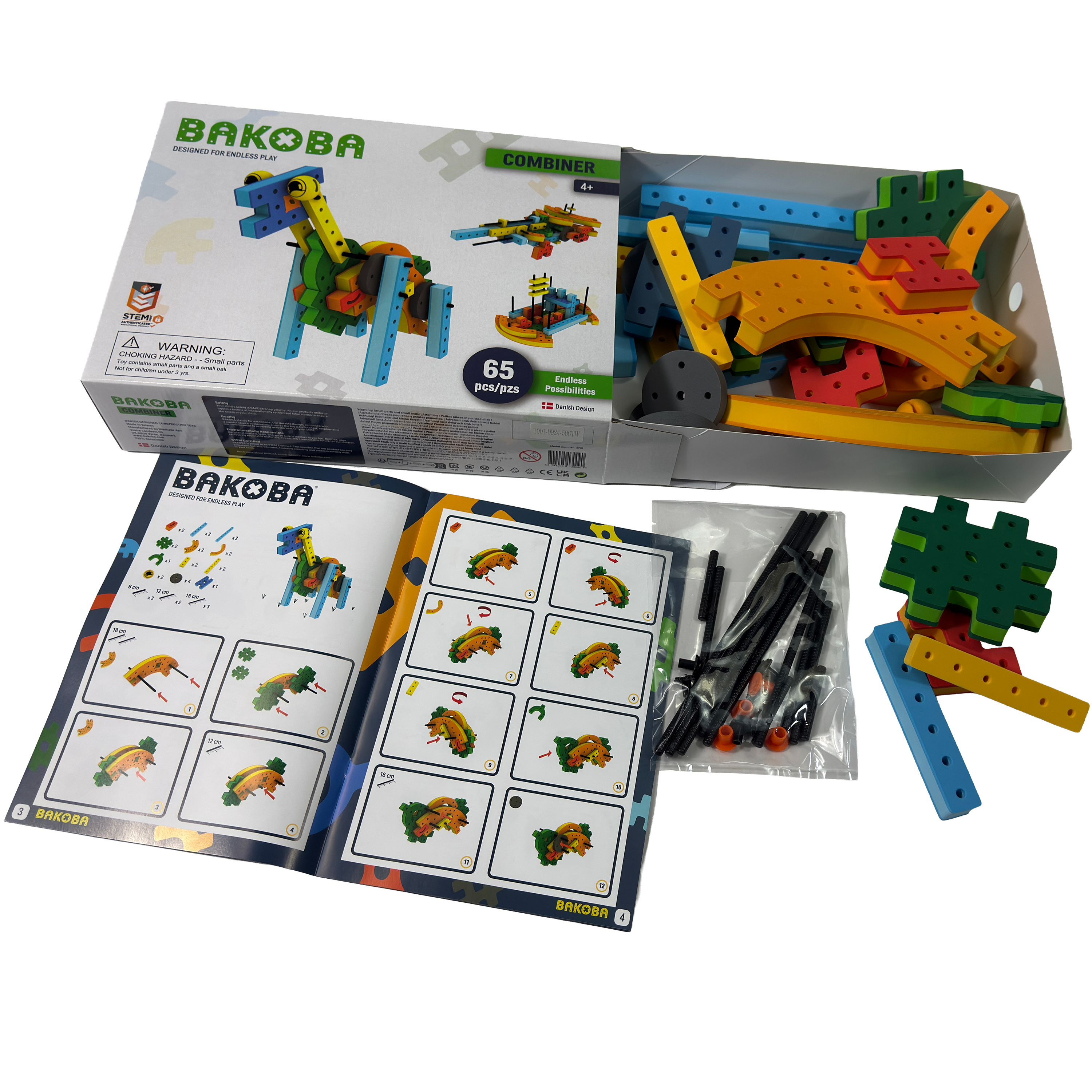 BAKOBA Combiner - pehmeän vaahtomuovin rakennussarja (65 osaa)