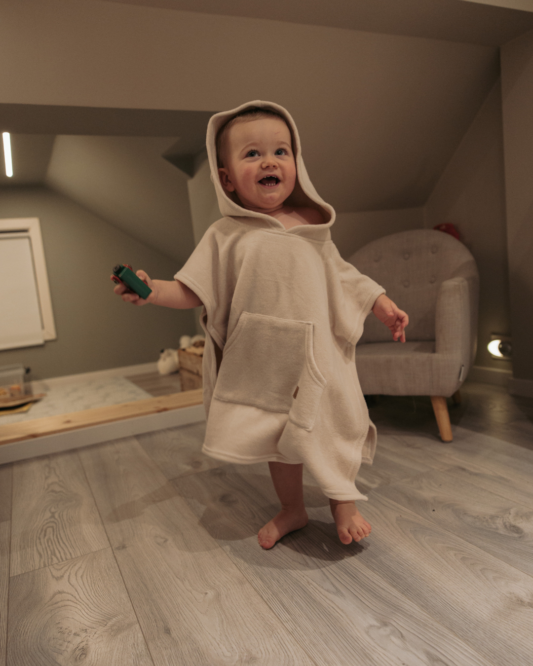 Trollefant Luksus kylpyponcho – bambu, beige