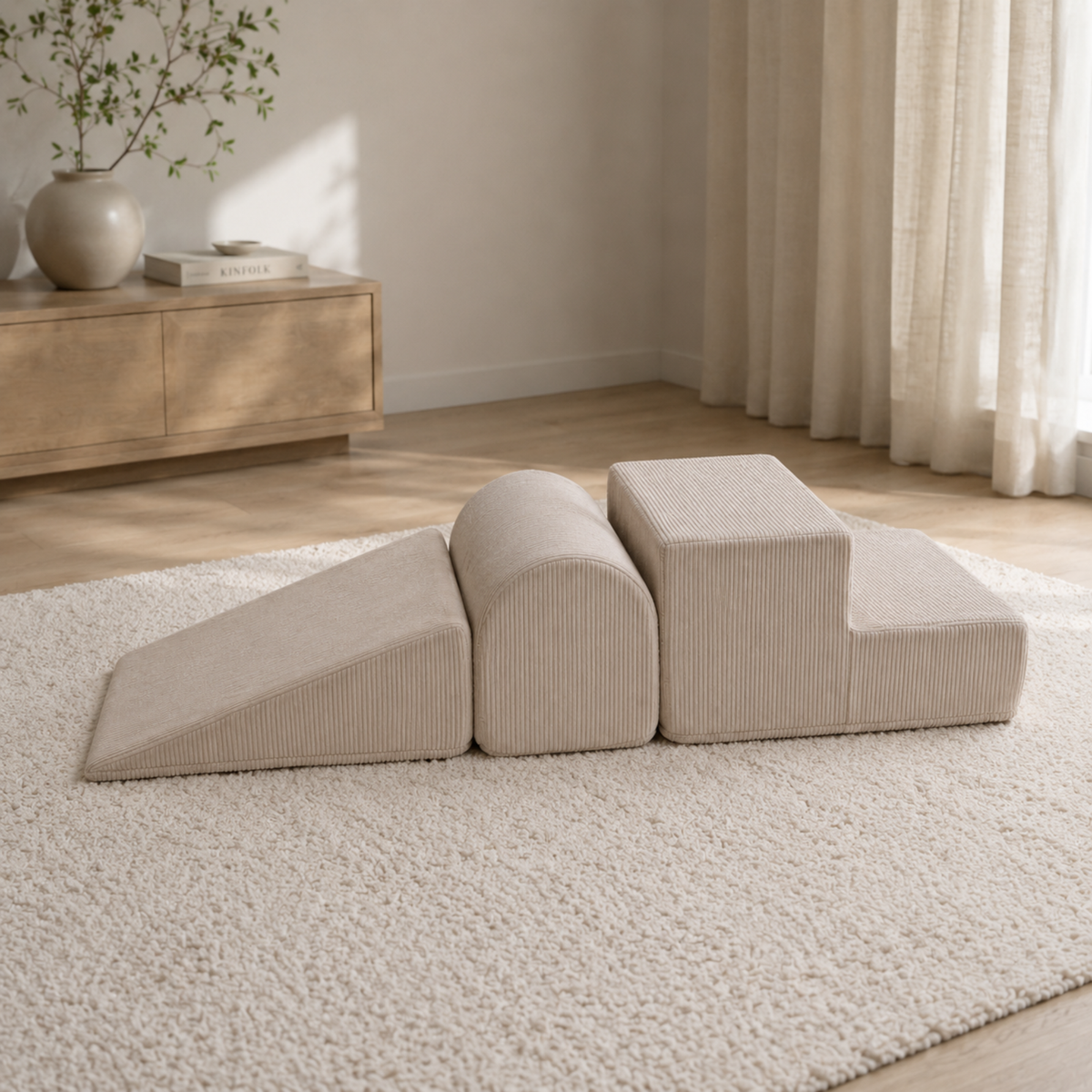 Trollefant vaahtomuovipalikat, 3 osaa, vakosametti, beige