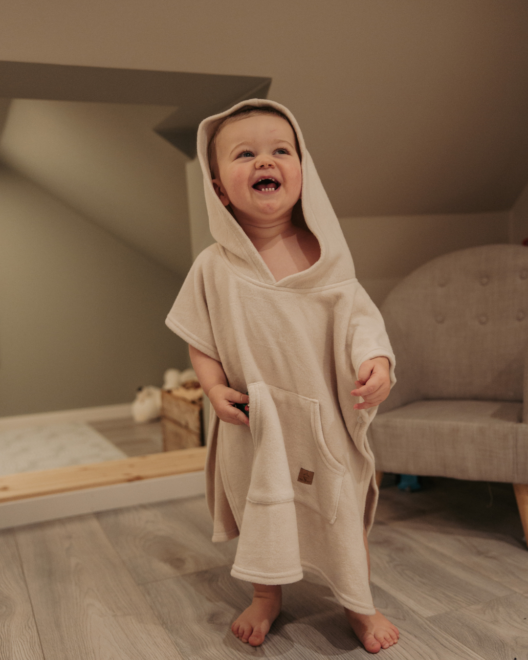 Trollefant Luksus kylpyponcho – bambu, beige
