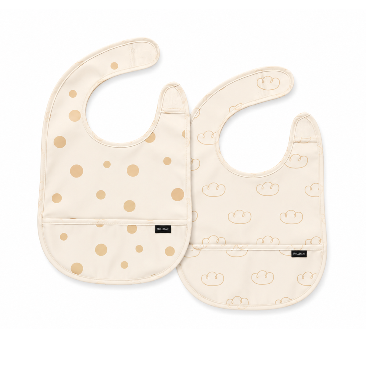 Trollefant-ruokalaput – 2 kpl, beige