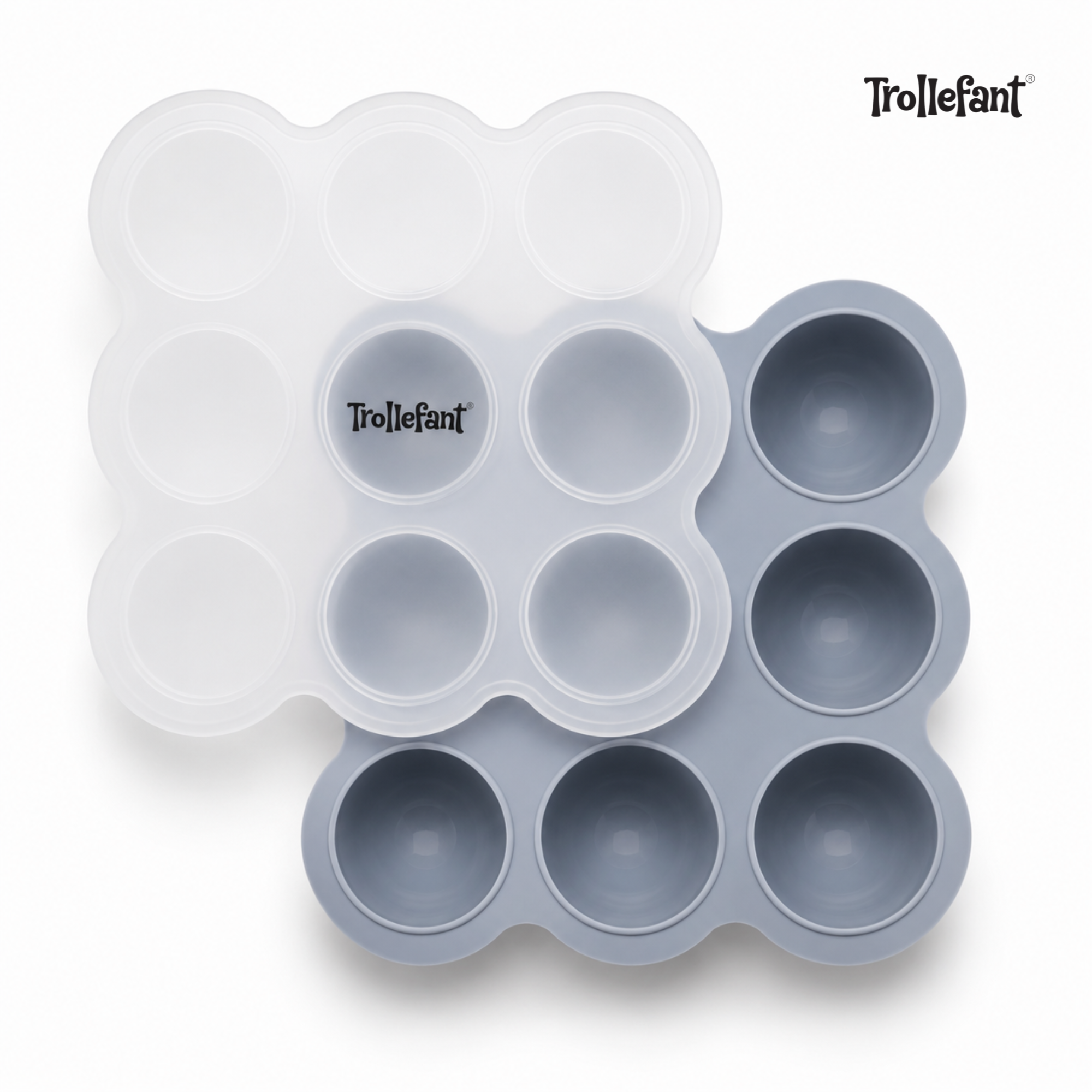 Trollefant pakastusmuotti kannella – 9 x 60 ml (Harmaa)
