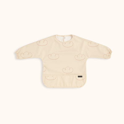 Trollefant Ruokalappu hihoilla – 2 kpl, beige