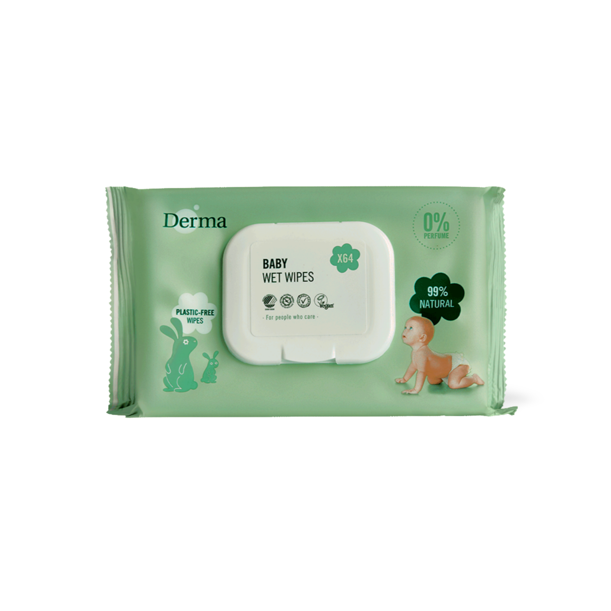 DERMA BABY KOSTEUSPYYHKEET 0% 64 KPL.