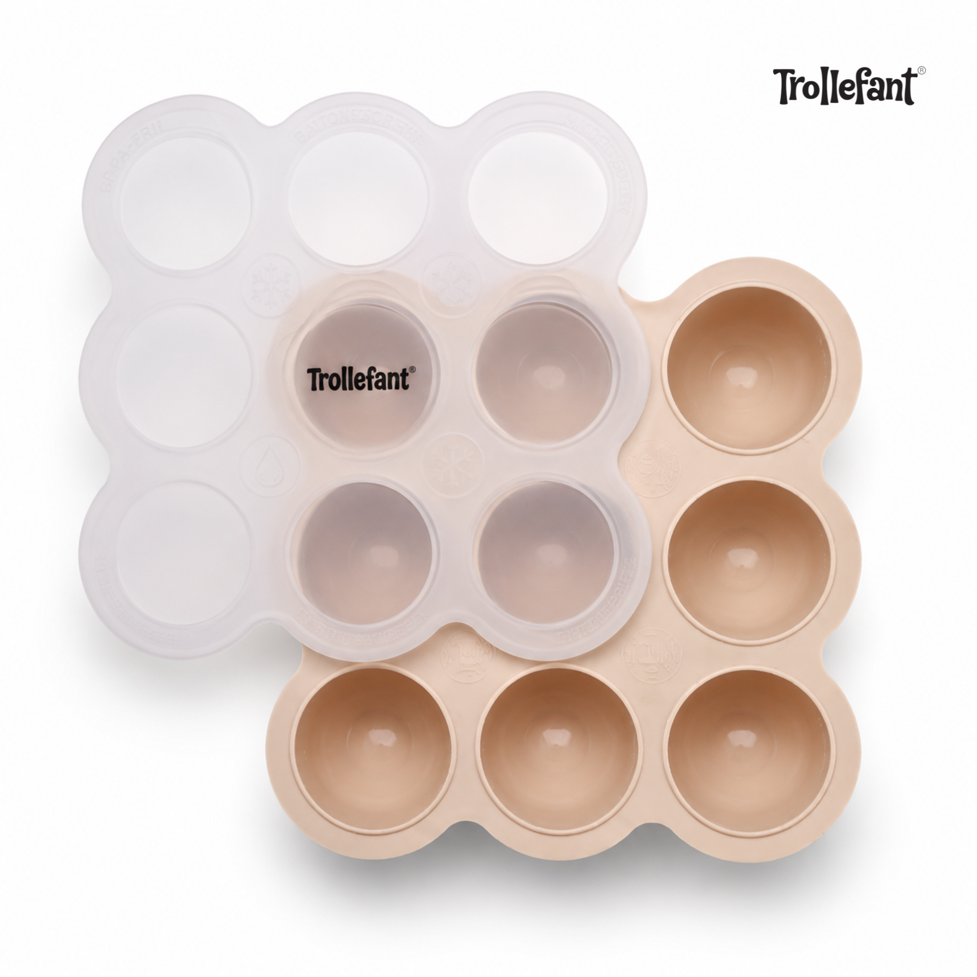 Trollefant pakastusmuotti kannella – 9 x 60 ml (Beige)